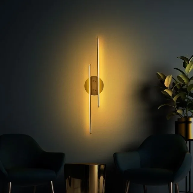 Metal wall lamp, 86 x 17 x 5 cm, gold