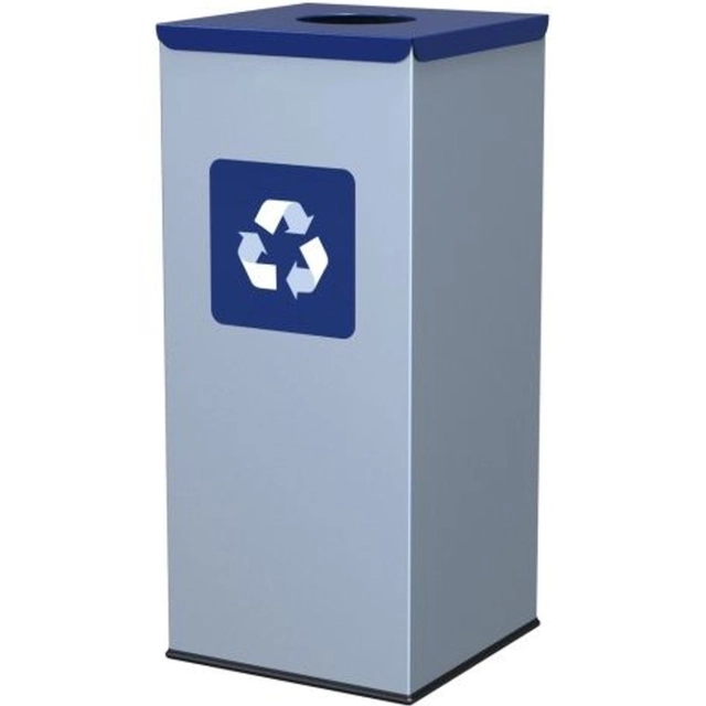 Metal waste sorting bin 30x30x70cm 60L PAPER - blue cover