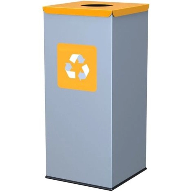 Metal waste sorting bin 30x30x70cm 60L PLASTIC - yellow cover