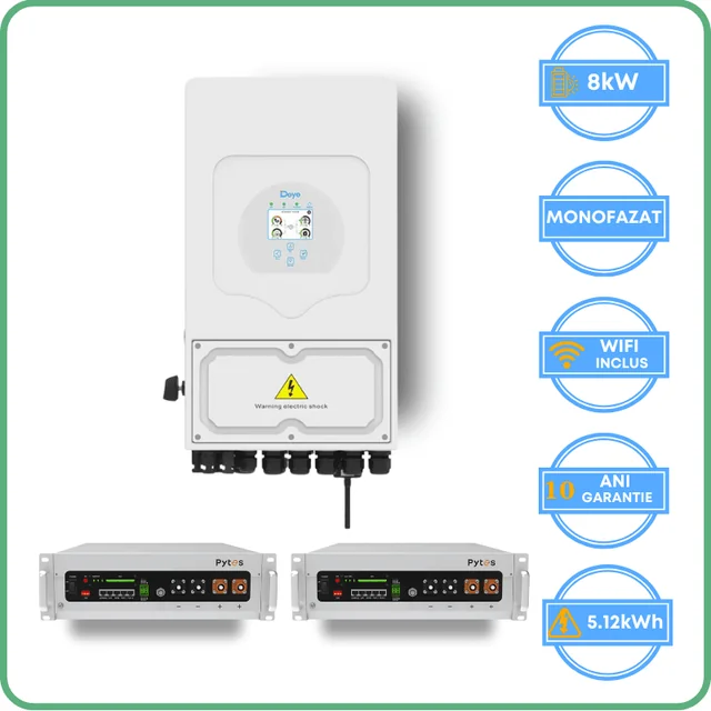 Μετατροπέας Deye 8kW + συσσωρευτής Pytes 5.12kWh