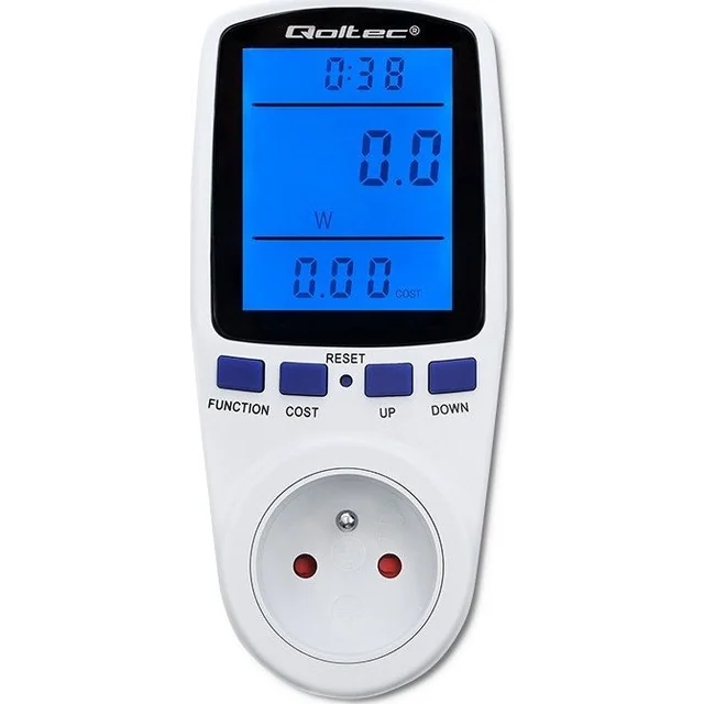 Μετρητής κατανάλωσης ενέργειας Qoltec Wattmeter PM0626 | 3680W | 16A | οθόνη υγρού κρυστάλλου