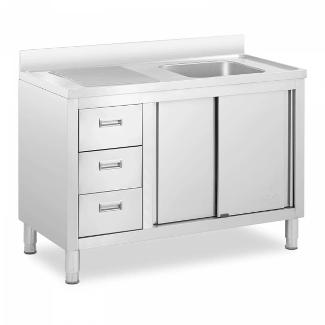 Meuble avec évier - 1 compartiment 400 x 400 x 300 mm ROYAL CATERING 10012141 RC-IKS08