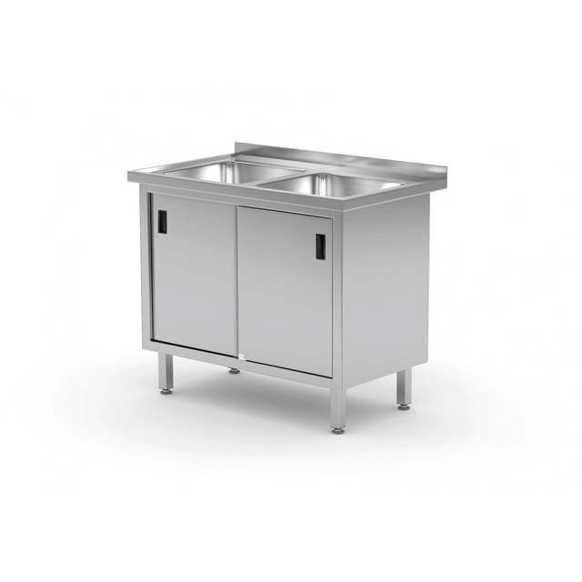 Meuble en inox avec éviers 2 100x60x85 Polgast 227106