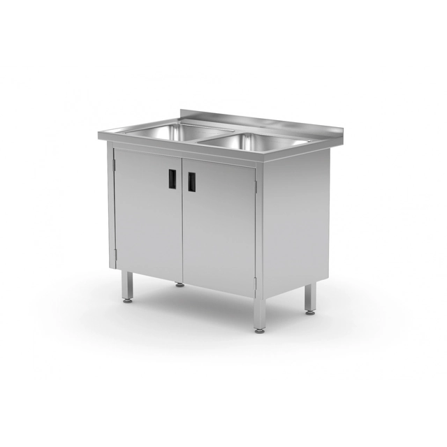 Meuble en inox avec éviers 2 100x70x85 Polgast 228107