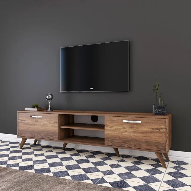 Meuble TV, 180 x 48,6 x 35 cm, noyer