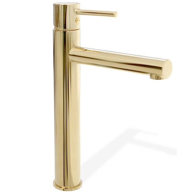 Mezclador de lavabo alto dorado Rea Tess