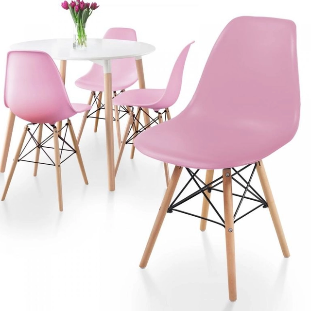 MIADOMODO Een set eetkamerstoelen, 4 st., roze