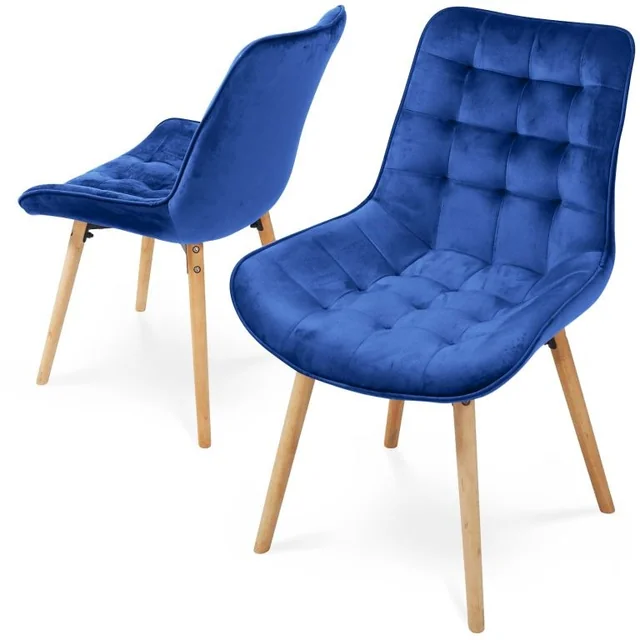 MIADOMODO Ensemble de chaises de salle à manger, bleu, 2 pièces