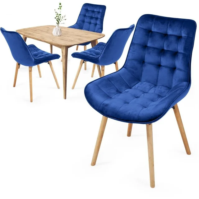 MIADOMODO Ensemble de chaises de salle à manger, bleu, 4 pièces