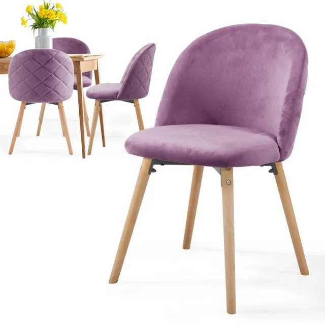 MIADOMODO Juego de sillas de comedor, terciopelo, violeta, 4 uds.