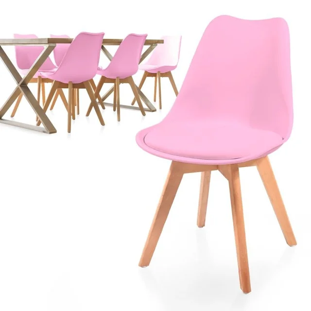 MIADOMODO Ruokapöydän tuolisarja, vaaleanpunainen, 6 kappaletta