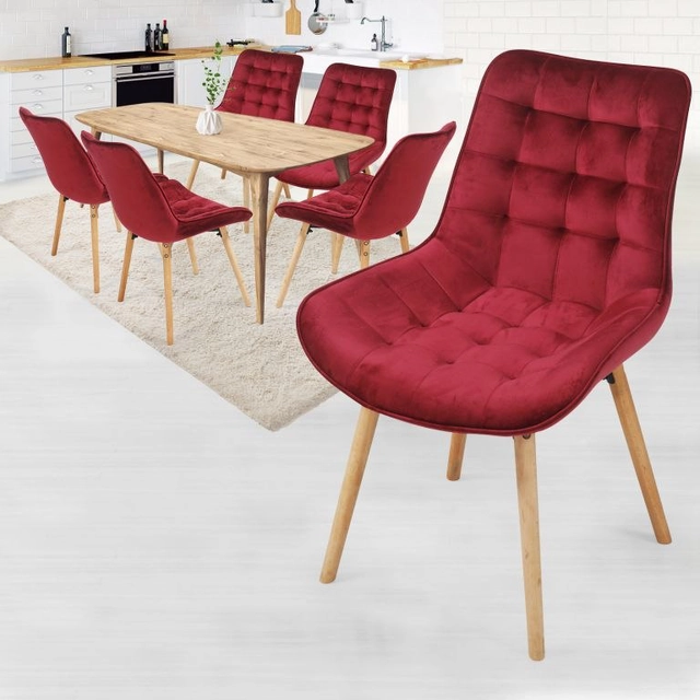 MIADOMODO Set eetkamerstoelen, rood 6 s