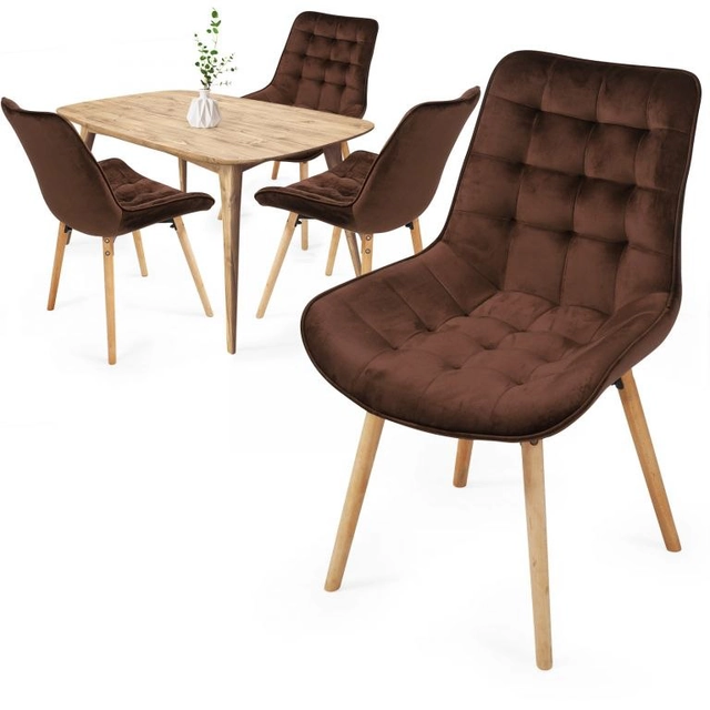 MIADOMODO Set of dining chairs, brown, 4 pieces