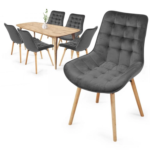 MIADOMODO Set of dining chairs dark gray 6 pieces