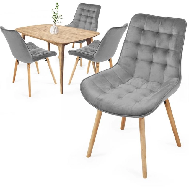 MIADOMODO Set of dining chairs light gray 4 pieces