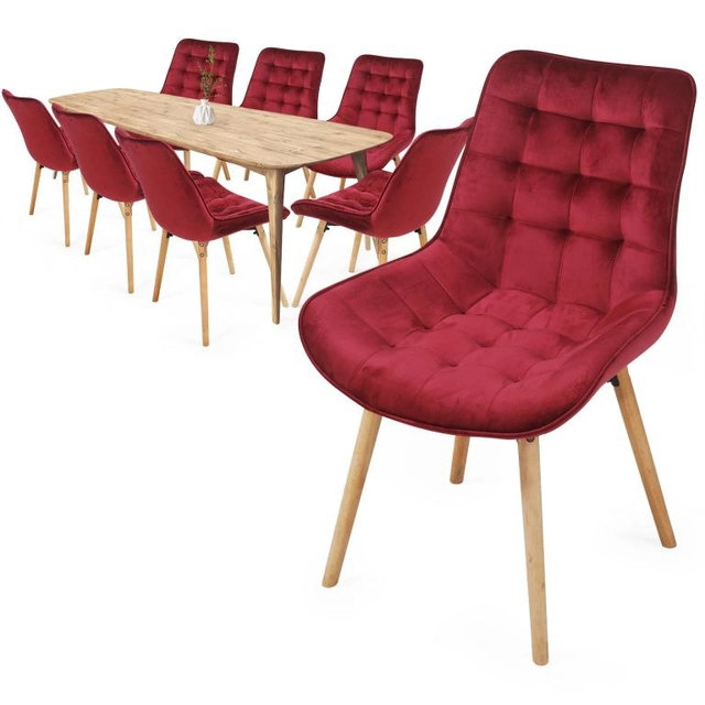 MIADOMODO Set of dining chairs, red 8 pieces