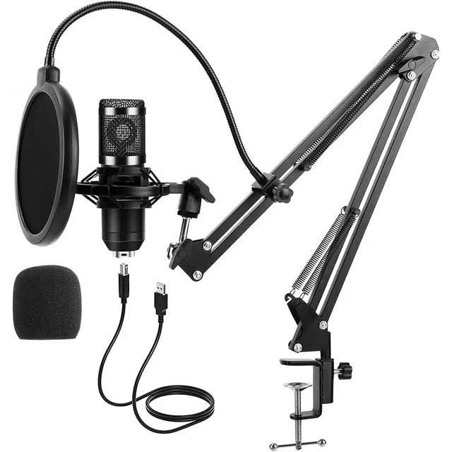 Microfone de estúdio de mesa com conector USB