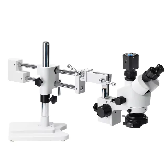 Microscope trinoculaire à zoom stéréo 3.5X-90X avec caméra 4K