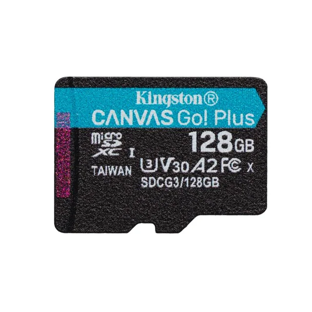 MicroSD-muistikortti Kingston Canvas GO Plus, 128GB, SD-sovitin, luokka 10