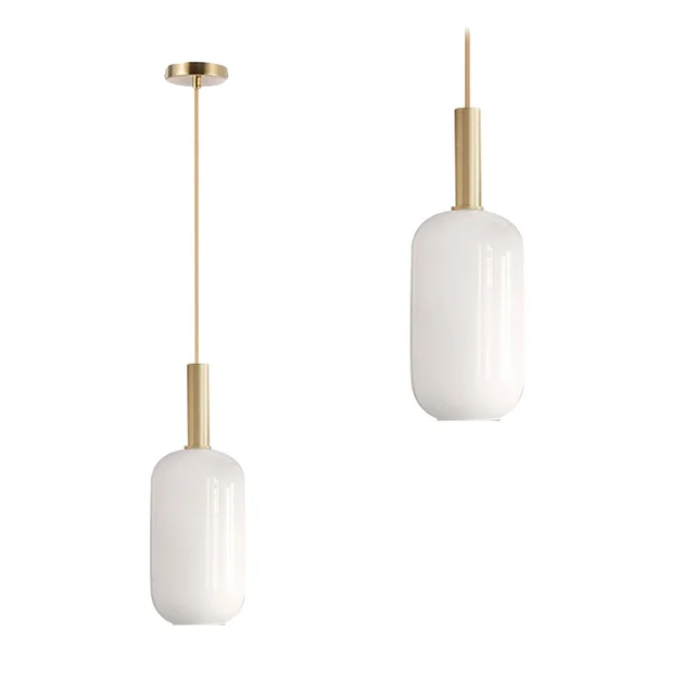 Milk Glass Tube Hanging Lamp APP667-1CP Gold