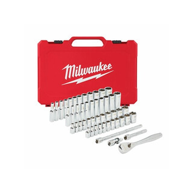 Milwaukee 50 Onderdeel 1/4 Inch-rateldoppenset (metrische en inch-maten)