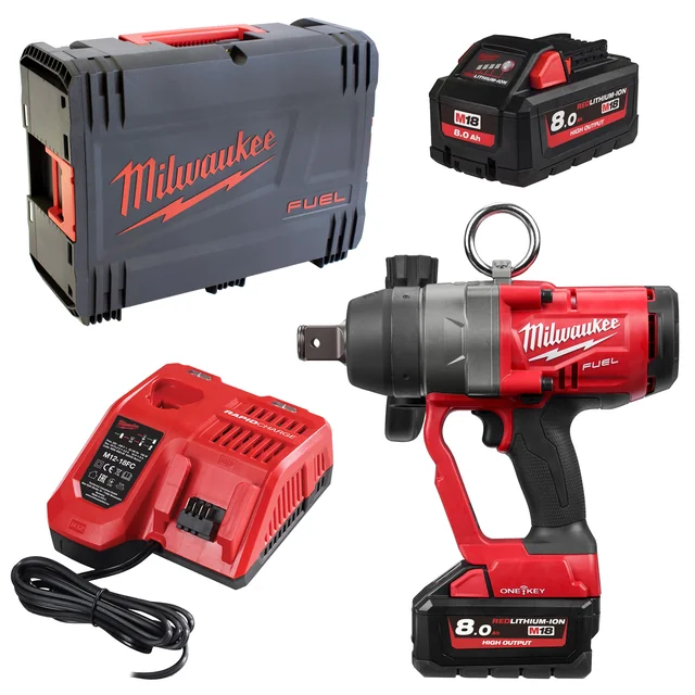 Milwaukee Akku-Schlagschrauber M18 ONEFHIWF1-802X Set, 18 V, 2400 Nm, 2 x 8 Ah, Ladegerät + Koffer