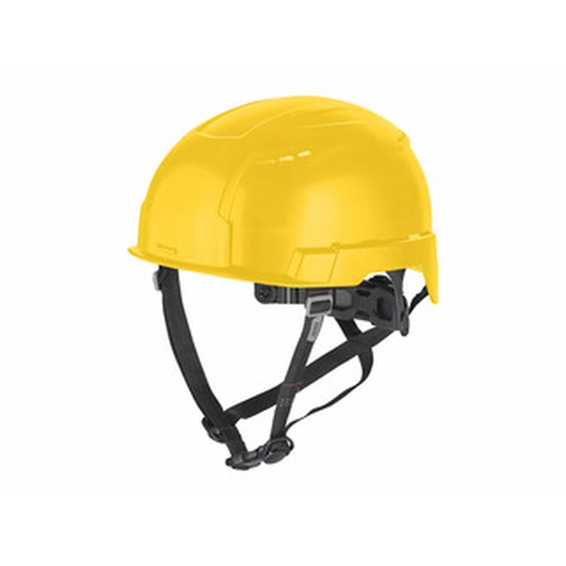 Milwaukee BOLT200 yellow work helmet with ventilation slots