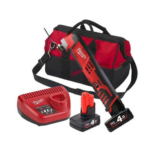 Milwaukee C12 MT-402B cordless multifunctional machine vibrating 12 V | 5000 - 20000 1/min | 1,5 ° | Carbon brush | 2 x 4 Ah battery + charger | In a cardboard box