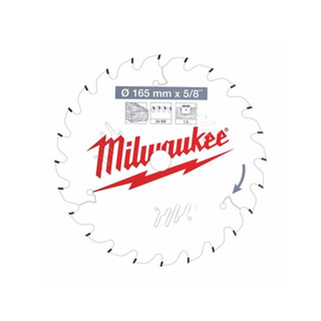 Milwaukee cirkelsågblad 165 x 15,9 mm | antal tänder: 24 db | skärbredd: 1,6 mm