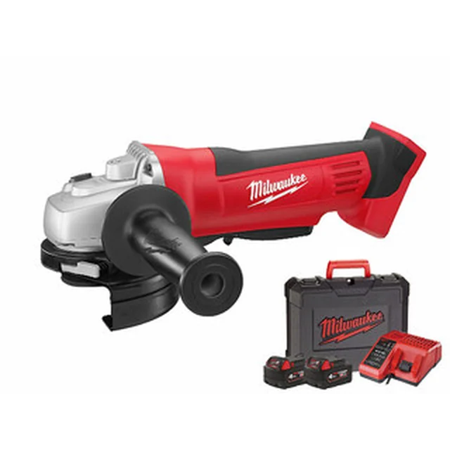 Milwaukee HD18 AG-115-402C amoladora angular inalámbrica 18 V | 115 mm | 9000 RPM | Escobilla de carbón | Batería 2 x 4 Ah + cargador | en una maleta