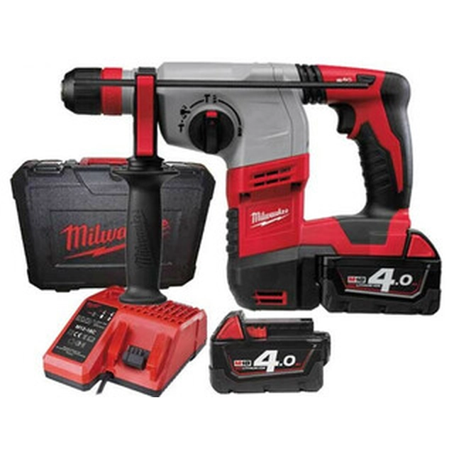 Milwaukee HD18 HX-402C akkuvasaraporakone 18 V | 2,4 J | Betonissa 24 mm | 3 kg | Hiiliharja | 2 x 4 Ah akku + laturi | Matkalaukussa