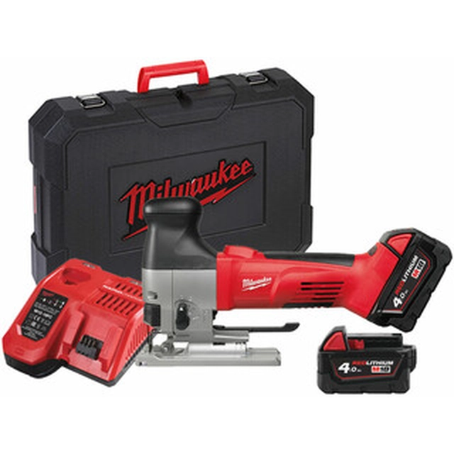 Milwaukee HD18 JSB-402C cordless jigsaw 18 V | 120 mm | Carbon brush | 2 x 4 Ah battery + charger | In a suitcase