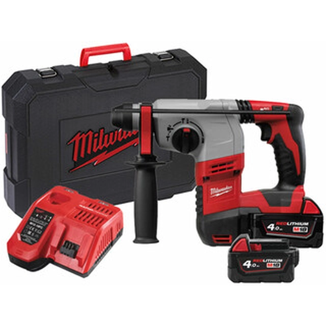 Milwaukee HD18H-402C akutrell 18 V | 2,4 J | Betoonis 24 mm | 3,5 kg | Süsinikhari | 2 x 4 Ah aku + laadija | Kohvris