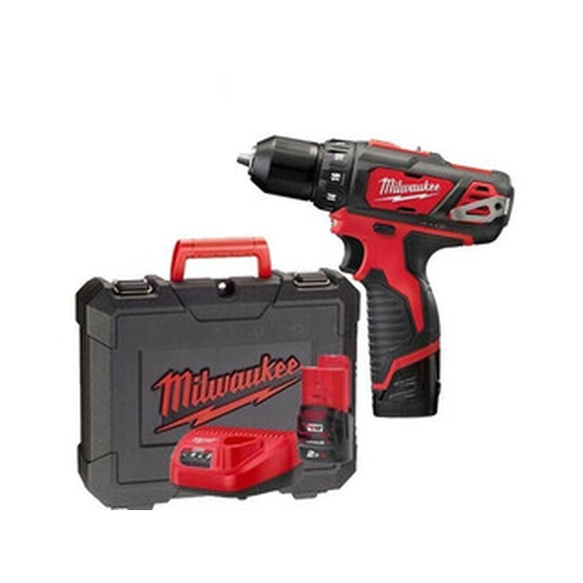 Milwaukee M12 BDD-202C cordless drill driver with chuck 12 V | 30 Nm | Carbon brush | 2 x 2 Ah battery + charger | In a suitcase