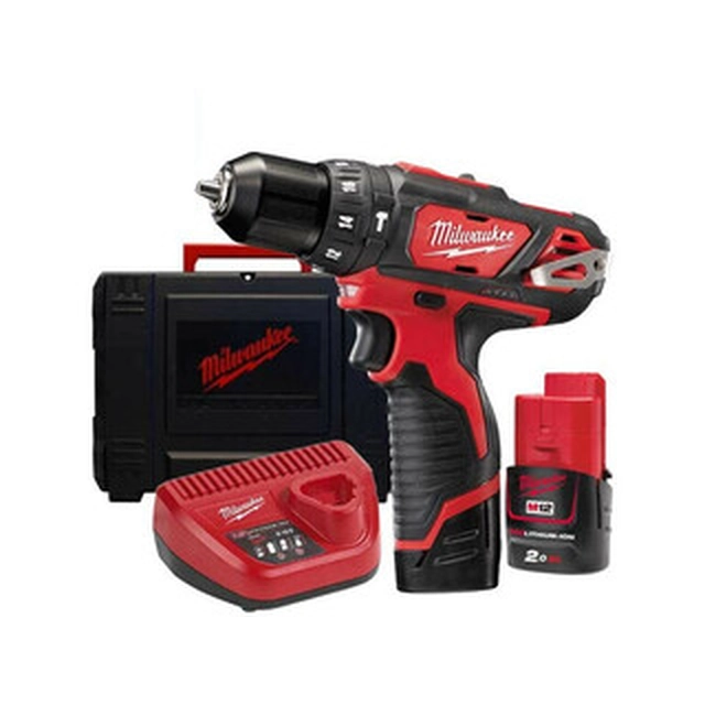 Milwaukee M12 BPD-202C Akku-Schlagbohrschrauber 12 V | 30 Nm | 0 - 10 mm | Kohlebürste | 2 x 2 Ah Akku + Ladegerät | In einem Koffer