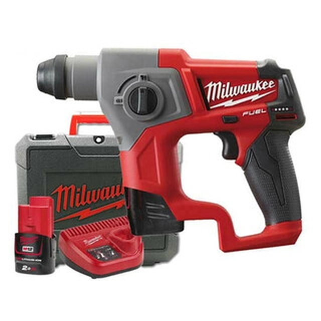 Milwaukee M12 CH-202C akumulatora urbjmašīna 12 V | 1,1 J | Betonā 13 mm | 1,7 kg | Oglekļa brushless | 2 x 2 Ah akumulators + lādētājs | Čemodānā