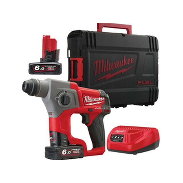 Milwaukee M12 CH-602X akkus fúrókalapács 12 V | 1,1 J | Betonban 13 mm | 1,7 kg | Szénkefementes | 2 x 6 Ah akku + töltő | Heavy Duty kofferben