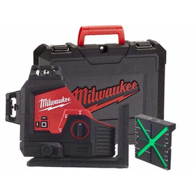 Milwaukee M12 CLLP-0C Grønpunkt- og linjelaser Effektiv stråle med signalinterceptor: 0 - 100 m | Uden batteri og oplader | I en kuffert