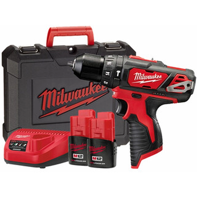 Milwaukee M12BPD-202X cordless impact drill 12 V | 30 Nm | 0 - 10 mm | Carbon brush | 2 x 2 Ah battery + charger | In Heavy Duty case