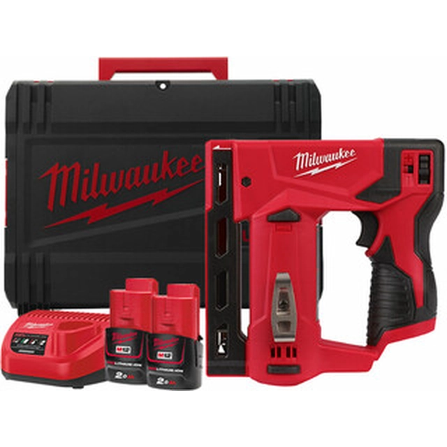 Milwaukee M12BST-202X Akku-Klemme 12 V | 6 - 14 | Kohlebürste | 2 x 2 Ah Akku + Ladegerät | Im Heavy Duty Koffer