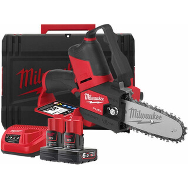 Milwaukee M12FHS-602X accukettingzaag 12 V | 150 mm | Koolborstelloos | 2 x 6 Ah-accu + lader | In Heavy Duty-koffer