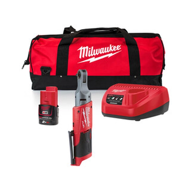 Milwaukee M12FIR38-201B Cordless Ratchet Wrench 12 V | 3/8 inch | 75 Nm | Carbon Brushless | 1 x 2 Ah battery + charger | In a cardboard box