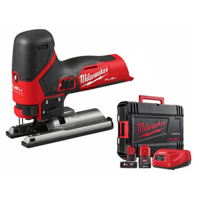 Milwaukee M12FJS-422X Akku-Bügelsäge 12 V | 70 mm | Carbon bürstenlos | 1 x 2 Ah Batterie + töltő/1 x 4 Ah Batterie | Im Heavy Duty Koffer