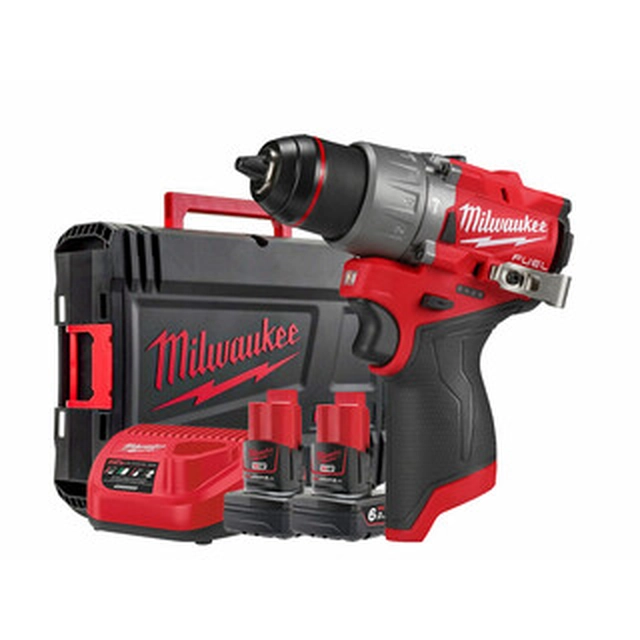 Milwaukee M12FPD2-602X accuklopboormachine 12 V | 45 Nm | 1,5 - 13 mm | Koolborstelloos | 2 x 6 Ah-accu + lader | In Heavy Duty-koffer