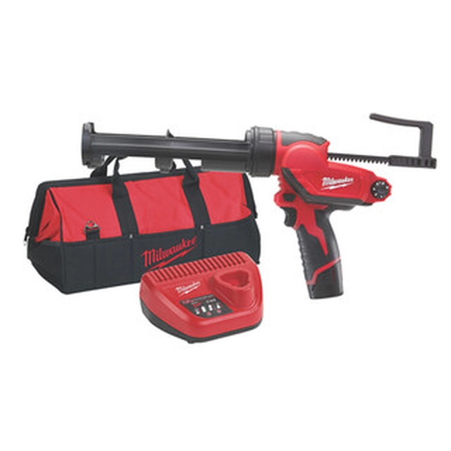 Milwaukee M12PCG/310C-201B akkus kittkinyomó pisztoly 12 V | 310 ml | 1780 | Szénkefés | 1 x 2 Ah akku + töltő | Kofferben