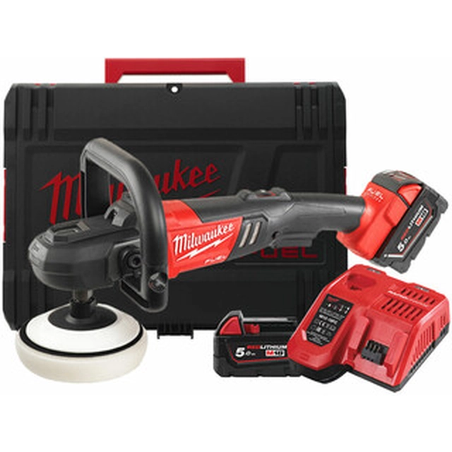 Milwaukee M18 FAP180-502X cordless polisher 18 V | 180 mm | Carbon Brushless | 2 x 5 Ah battery + charger | In Heavy Duty case