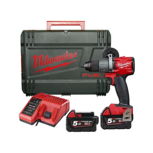 Milwaukee M18 FDD2-502X cordless drill driver with chuck 18 V | 135 Nm | Carbon Brushless | 2 x 5 Ah battery + charger | In Heavy Duty case