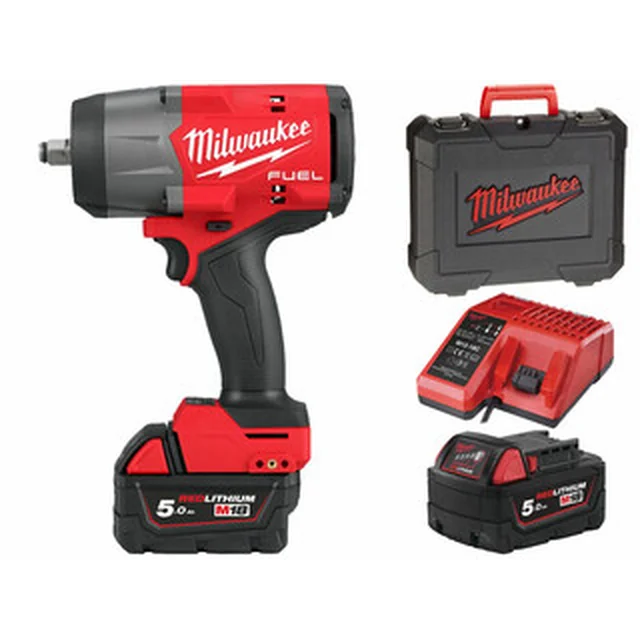 Milwaukee M18 FHIW2F12-502X cordless impact driver with bit holder 18 V | 1491 Nm | 1/2 inches | Carbon Brushless | 2 x 5 Ah battery + charger | In Heavy Duty case