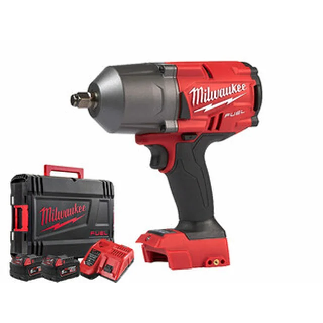 Milwaukee M18 FHIWF12-502X akkukäyttöinen iskuohjain 18 V | 130 Nm/400 Nm/1356 Nm | 1/2 tuumaa | Hiiliharjaton | 2 x 5 Ah akku + laturi | Heavy Duty -tapauksessa