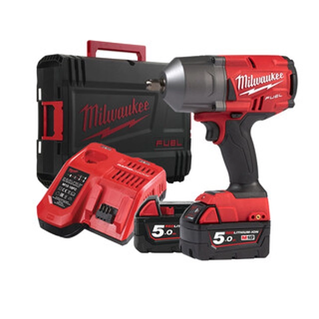 Milwaukee M18 FHIWP12-502X akkukäyttöinen iskuohjain 18 V | 190 Nm/400 Nm/1017 Nm | 1/2 tuumaa | Hiiliharjaton | 2 x 5 Ah akku + laturi | Heavy Duty -tapauksessa